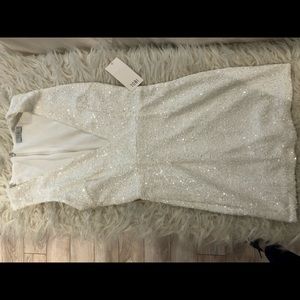 Sexy low cut white sequin dress